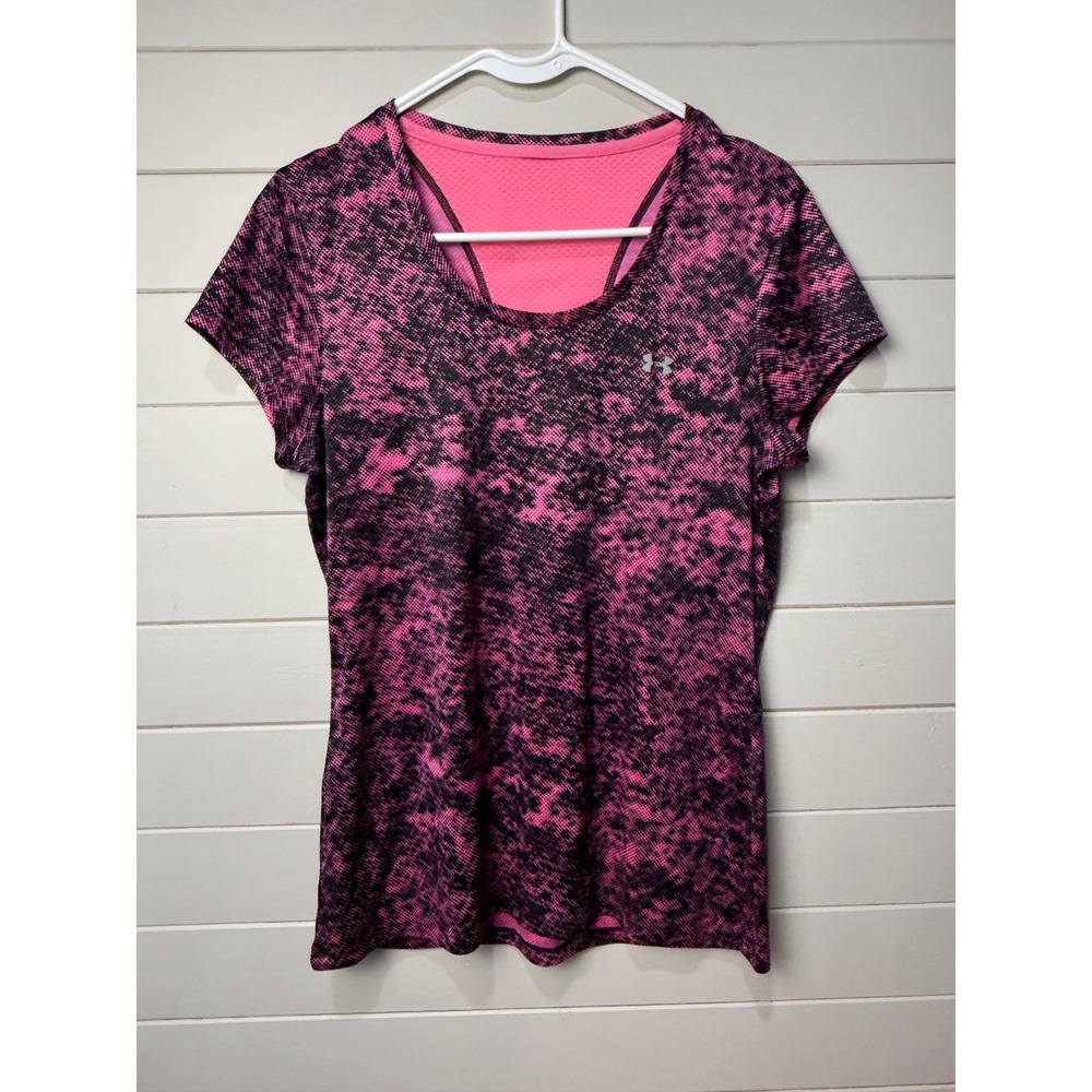 Under Armour Pink‎ Black Abstract Print Athletic TShirt Women's Size Small Teen
